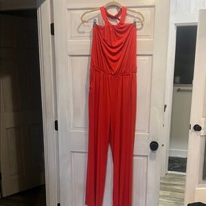 Elegant Orange Halter Jumpsuit